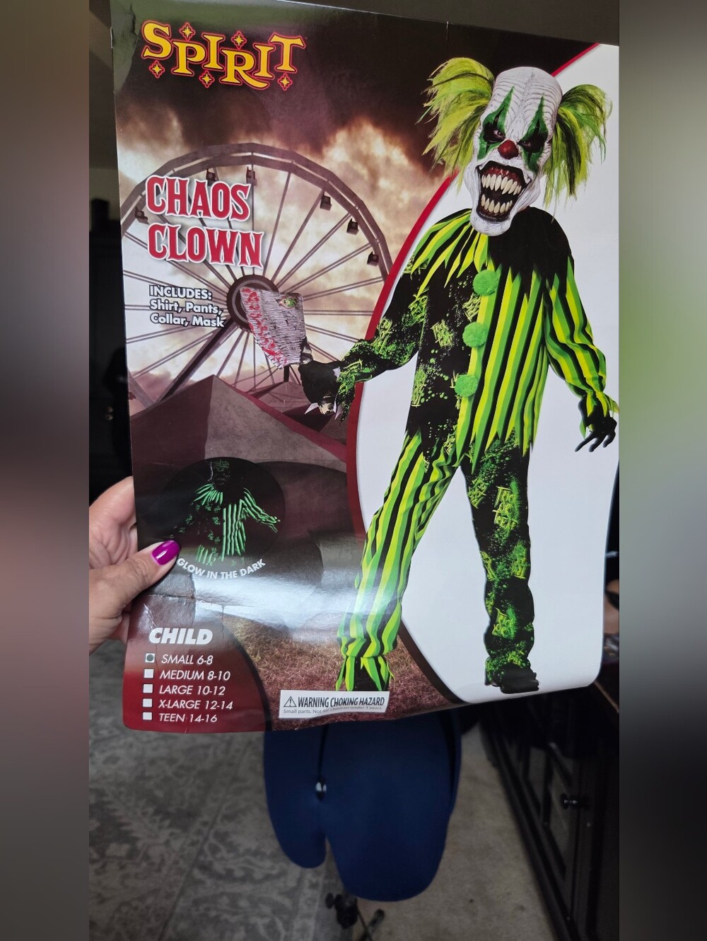 Chaos Clown Kids Costume - Neon Green and Black